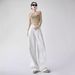 White Wide Jeans, Women's Autumn New Style, Style Pleated Straight Leg Floor Pants, High Waist Loose Slimming Pants_ecoleips.com