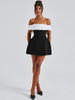 Mozision Bow Backless Sexy Mini Dress For Women Robe Elegant Off-shoulder Strapless Sleeveless A-line Club Sexy Dress Vestido_ecoleips.com