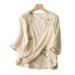 Cotton And Linen Artistic And Retro Five-Sleeved Short-Sleeved Top, Exquisite Embroidered T-Shirt And Mini Shirt, Versat_ecoleips.com