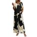 Women's Clothing Printed V Neck Bat Sleeve Tops And Long Pants Fashion Two Piece Suits_ecoleips.com
