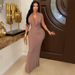 Elegant V-Neck Ruffle Sleeveless Dress – Bodycon Mermaid Gown With High Waist (S-XXL, Black & Nude, Formal & Office-to-Evening Dress)_ecoleips.com