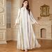 Women's Long Robe Dress Chiffon Embroidered Color Block Style 4170 Muslim Fashion_ecoleips.com