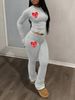 Women's Clothing Love Print Suit Long Sleeved Round Neck T Shirt Trousers Suit_ecoleips.com
