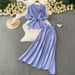 Korean Style Floral Embroidery Tie-Waist Blouse With High-Waist Long Skirt Set, Elegant Puff Sleeve Two-Piece Outfit For Women_ecoleips.com