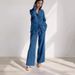 Women's Clothing New Loose Elastic Wrinkled Long Sleeve Shirt Wide Leg Pants Casual Suit Women 2 Piece Set_ecoleips.com