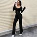 Voya Women's Pure Desire Style Versatile Fashion Set, Spring And Summer Solid Color Crop Top, High Waist Slim Fit Pants_ecoleips.com