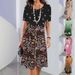 Women's Floral 3D Digital Print Casual Round Neck Dress Large Size Fashion Hot Sale Loose Fit_ecoleips.com