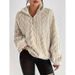 Women's Clothing Reversible Fleece Floral Zip-Up Hoodie - Soft & Stylish Pullover With Cozy Double-Sided Fabric (Wine Red, Khaki, Beige, Dark Gray)_ecoleips.com
