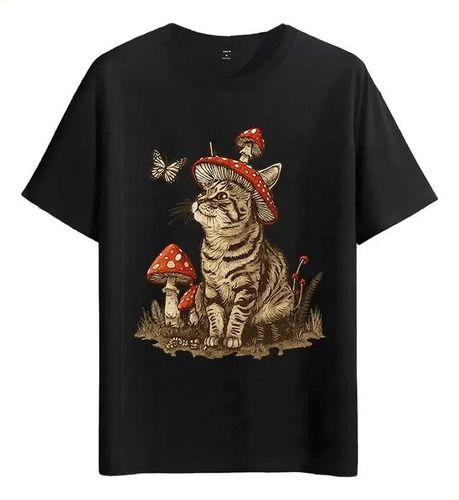 Women's T-Shirts Tshirt Muscle Freaks With Mushroom Vintage Style Cat_ecoleips.com