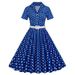 Women's Polka Dot Dress Short Sleeved French Style Long Skirt European And American Cross Border Fashion_ecoleips.com