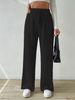 Suitable For All Seasons 2024 New Style Knotted Textured Knit Wide-Leg Pants Elastic High Waist Solid Color Casual Loose Straight-Leg Women's_ecoleips.com