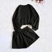 Women's Long Sleeve Hoodie & Shorts Set - Trendy Letter Print Loungewear, Oversized Fleece Sweatsuit For Gym, Travel & Street Style_ecoleips.com