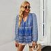 Independently Designed -style Bohemian Resort-style Shirt With Contrasting Prints, Suitable For All Seasons,_ecoleips.com