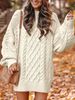 Women's Clothing Round Neck Loose Women's Oversized Round Neck Knit Sweater - Soft Acrylic Casual Pullover, Relaxed Fit, Versatile Beige, Sizes S-XL_ecoleips.com
