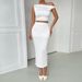 2025 Women's Autumn Winter Sexy Asymmetric Shoulder Fashion Hot Girl Solid Color Ruched Sleeveless Bodycon Set_ecoleips.com