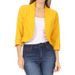 Women's Solid Color Blazer – Slim Fit Polyester Jacket With Stand Collar (S-5xl, Short Length, 7/8 Sleeve, Office & Casual)_ecoleips.com