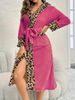 Aria Basics European And American Autumn Winter Light Personalized Nightgown Leopard Print Flannel Cardigan Tie Bathrobe_ecoleips.com