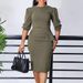 Women’s Clothing Summer New Round Neck Pleated Temperament Fashion OL Tongle Pencil Skirt_ecoleips.com