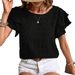 2026 European And American Women's Clothing Summer New Double-Layer Ruffle Sleeve Round Neck Elegant_ecoleips.com
