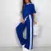 2025 Autumn/Winter European And American Cross-Border Fashion Casual Striped Long Pants Short Sleeve New Round Neck_ecoleips.com
