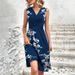 Women's Clothing Spring And Summer New Fashion Positioning Print Cross V Neck Sexy Sleeveless Women's Dress_ecoleips.com