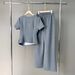 Women's Clothing Casual Sports Suit Fashion Color Matching Slim T Shirt Wide Leg Pants Two Piece Suit_ecoleips.com