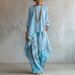 Women's Printed Irregular Loose Pants Two Piece Set Round Neck Top Shorter In Front Longer In Back American Style_ecoleips.com
