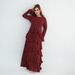 Voya Women's Tiered Maxi Dress Long Sleeve Crew Neck Ruffle Dress In Premium Pearl Chiffon Elegant Evening Party Wear, Flared Skirt, Formal Occasion Gown_ecoleips.com