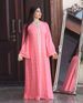 Boho Chic Pink Gold-Embroidered Maxi Dress – Floral Print Ethnic Tunic Dress For Women, Lightweight Polyester Blend, S-XXL_ecoleips.com