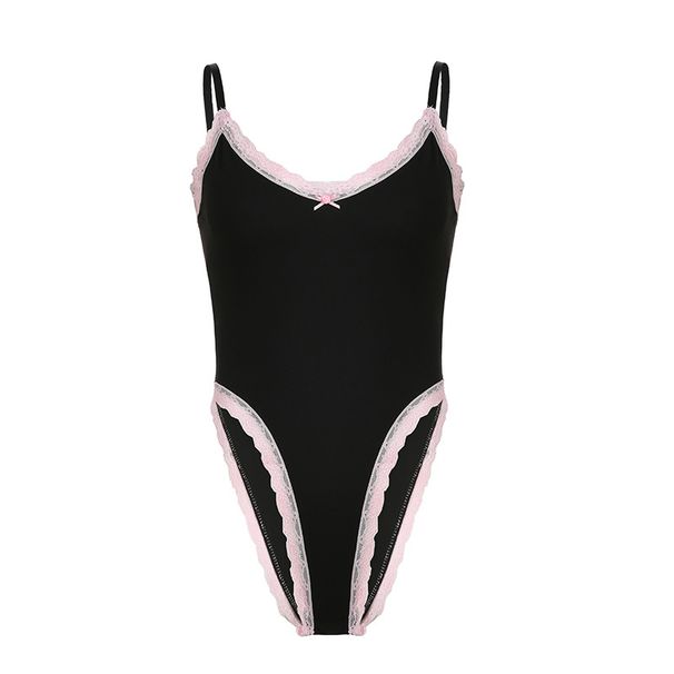 Sexy Little Woman Lace Edge Suspender Onesie Autumn And Winter Small V-neck Sleeveless Bikini Top_ecoleips.com