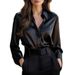 Elegant Long-Sleeve Button-Down Shirt – Women’s Solid Color Office Blouse (Black/Purple/Navy/Brown/Maroon, S-XXL)_ecoleips.com