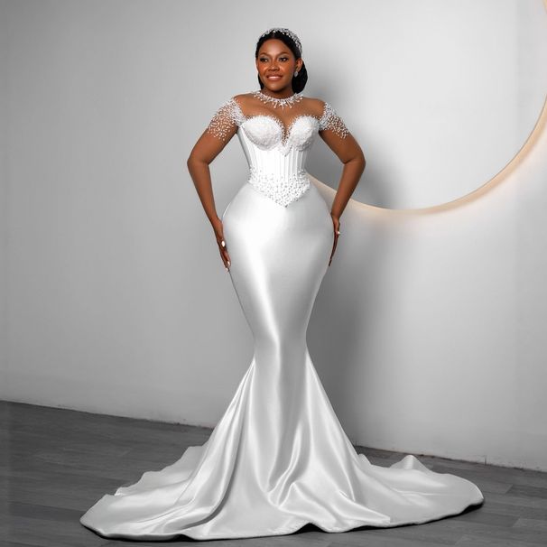 Plus Size Mermaid Wedding Dress – Satin Trumpet Gown With Corset Bustier For Curvy Brides Breathable Yet Structured_ecoleips.com