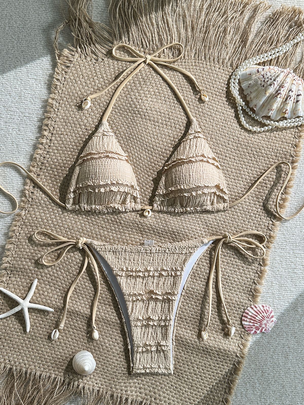 Women's Solid Color Triangle Bikini Set – Halter Neck Swimwear For Beach & Pool | Adjustable Ties & Removable Padding (Sizes S-L, 6 Colors)_ecoleips.com