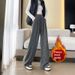 Aria Basics 2025 New Straight-Leg Floor-Length Wide-Leg Korean Fashion Versatile Lazy Style High-Waisted Drawstring Leopard Print_ecoleips.com
