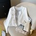 Women's Clothing Women's Faux Two Piece Set Casual Versatile Drawstring Cardigan Round Neck Long Sleeved T-Shirt Top Style Relaxed Fit_ecoleips.com