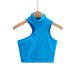 Voya Black High-necked Asymmetrical Design Camisole, Tight-fitting, Stretchy, Sleeveless, Off-shoulder, Inner-layer Tank Top,_ecoleips.com