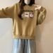 Two-tone Patchwork Polo Collar Long-sleeve Sweatshirt For Women, Spring And Autumn Thin Style, Korean Version, Loose_ecoleips.com