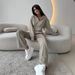 Casual Cotton Suit, Long-sleeved Zipper Cardigan, Waist-closed Hooded Sweater, Lace-up Wide-leg Pants, Two-piece Set_ecoleips.com