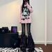 American Retro Cat-ear Frayed Hem Micro-flare Jeans For Women, New Autumn Style, Low-waisted, Slim-fit, Floor-length_ecoleips.com