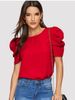 Women's Slim Fit Round Neck Blouse Lantern Sleeve Casual Elegant Fashion Top With Buttons Solid Color American Style For Spring/Autumn Summer_ecoleips.com