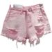 Women's Ripped Denim Shorts 2023 New Summer Style High-waisted Slimming Heavy-duty Colorful Rhinestone Hot Pants For_ecoleips.com
