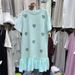 Women's Rhinestone Embellished Heart Dress European American Style Summer Loose Fit Slimming Round Neck Ruffled Hem Fashionable_ecoleips.com