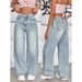 Women's American Straight Leg Jeans - Oversized High Waist Wide Leg Trousers For Summer_ecoleips.com