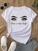 Euroean And American Cross-border Foreign Trade Clothing, Sexy Eyelash Rint Round-neck Short-sleeve Women's T-shirt_ecoleips.com