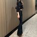 Korean Dongdaemun Low-Rise Flared Jeans – Vintage Washed Stretch Denim For Curvy Hips (V-Waist, Bootcut, Light & Dark Blue)_ecoleips.com