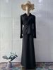 Elegant Long Sleeve Dress Set - Sweetheart Neckline High Waist Midi Dress With Flared Hem (Pink/Black, S-XXL)_ecoleips.com