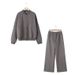 Trendy Zip-Up Bomber Jacket & High-Waist Flannel Pants Set – Stylish Two-Piece Outfit For Women (Beige/Grey/Black, 3 Sizes)_ecoleips.com