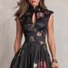 Women's Clothing Style Women's Sleeveless Long Dress Black Digital Print With 3D Flowers Slim Fit Design For Formal & Casual_ecoleips.com