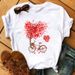 European And American Cross-border Foreign Trade Women's Clothing, Simple Heart-printed Round-neck Short-sleeve T-shirt_ecoleips.com