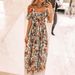 High Waist Dress Square Neck Printed Lotus Leaf Sleeves Bohemian Waist Thin Floral Fairy Dress_ecoleips.com